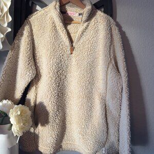 Snowy Daydreams Oatmeal Sherpa Quarter Zip Pullover